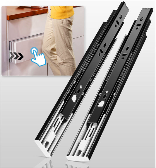 Push to Open Drawer Slides Full Extension Rail handleless Side Mount Dresser Cabinet Bracket Replacement Ball Bearing Tracks kit Guide Runner 100lb - YENUO