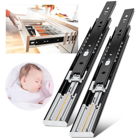 Soft Close Drawer Slides Full Extension Side Mount Ball Bearing Metal Rails Track Guide Glides Runners Heavy Duty 100 Pound - YENUO