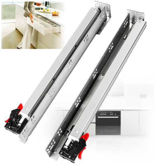 Undermount Soft Close Drawer Slides Bottom Mounted Ball Bearing Runners Rails for Cabinets with Face Frame and frameless,come with Rear Mounting Brackets 78 Lb Load - YENUO